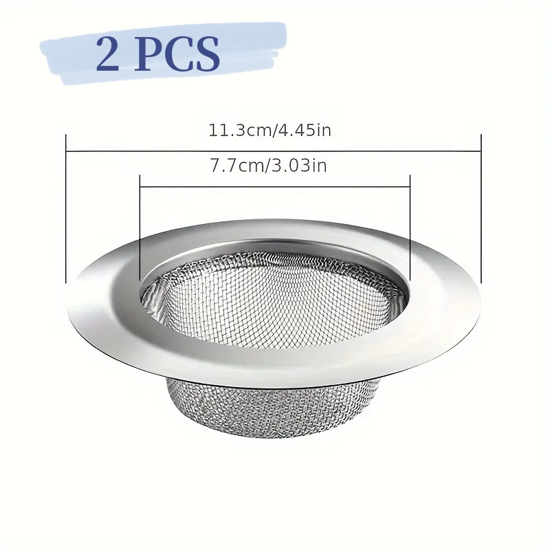 TEMU 2pcs Stainless Steel Kitchen Sink Strainer, Wide Rim Mesh Drain Filter Basket, Reusable Anti-clog Food Residue Catcher, Durable Rust-proof Sink