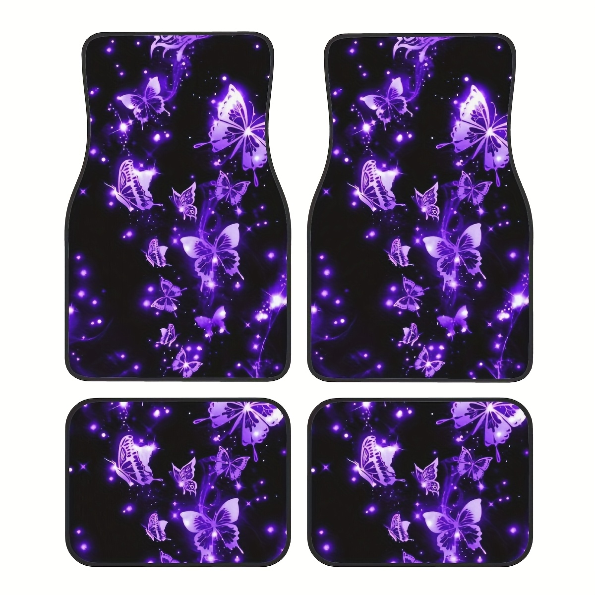 TEMU A Set Of 4 Stylish Floor Mats With A Purple Pattern, Suitable For Cars, Suvs, And Trucks