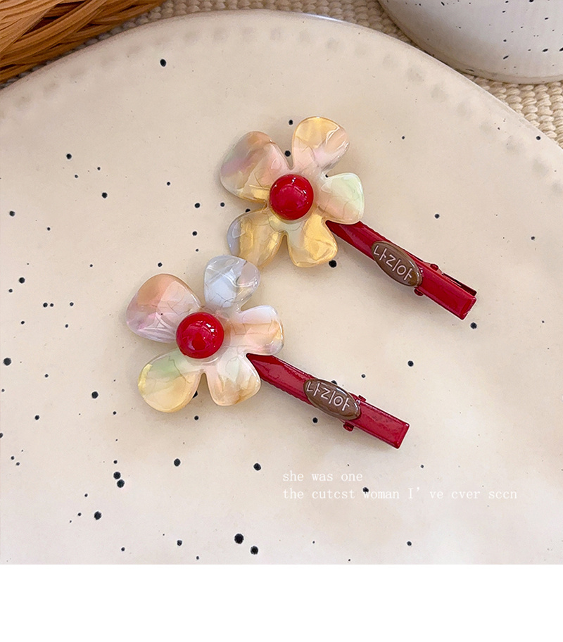 2pcs korean style 2025   colorful flower hair clips for with bangs and fringe hair accessories hair clips for women hair clips for teens Product details 3