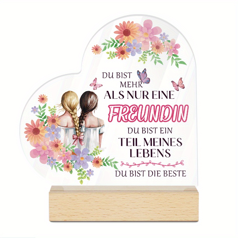 Image of 2d Flat, Putuo Decor 1pc German Heart-shaped Acrylic Sign With Wooden Base, Table Decor – "you Are , You Are A , ," Desktop Decoration For Home, Farmhouse, Fireplace, Living Room, Gift For Friend