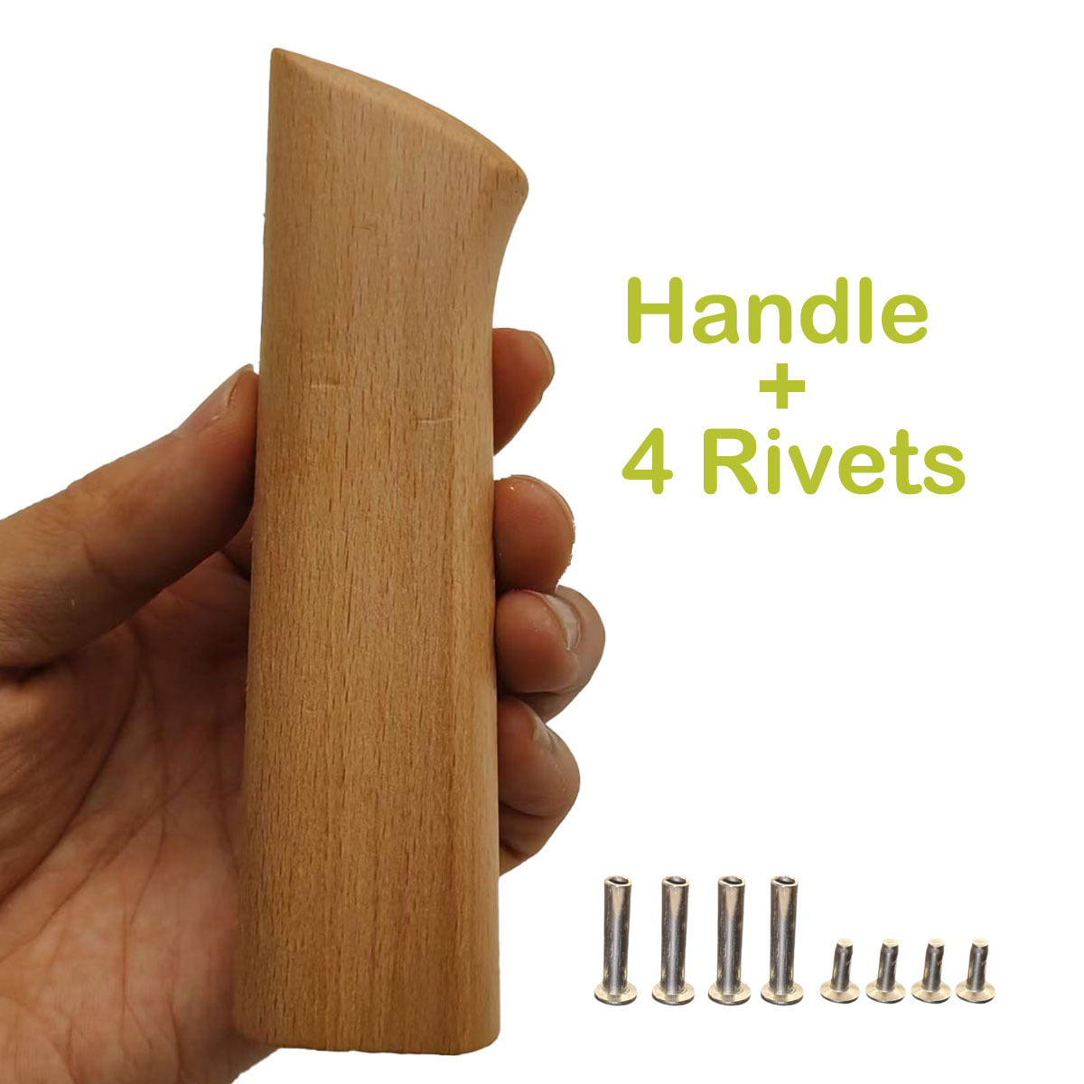 Wooden Handle Replacement - 1 Set Of Non-slip, Durable, Grain Wooden Handle With 4 Locking Rivets, , Suitable For Handicrafts, Handle Repair Kit With Locking Rivets