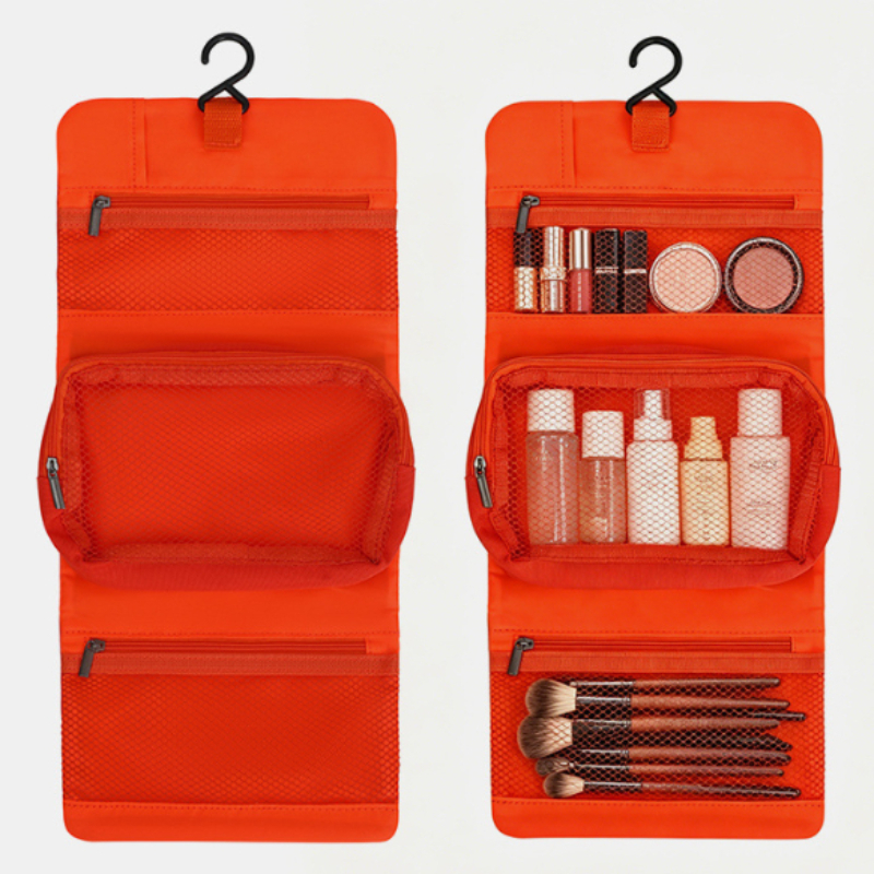 TEMU 1pc Travel Toiletry Bag, Multifunctional Storage Pouch, With Hanging Design, Breathable Wet-dry Separation, Multiple Compartments, Large