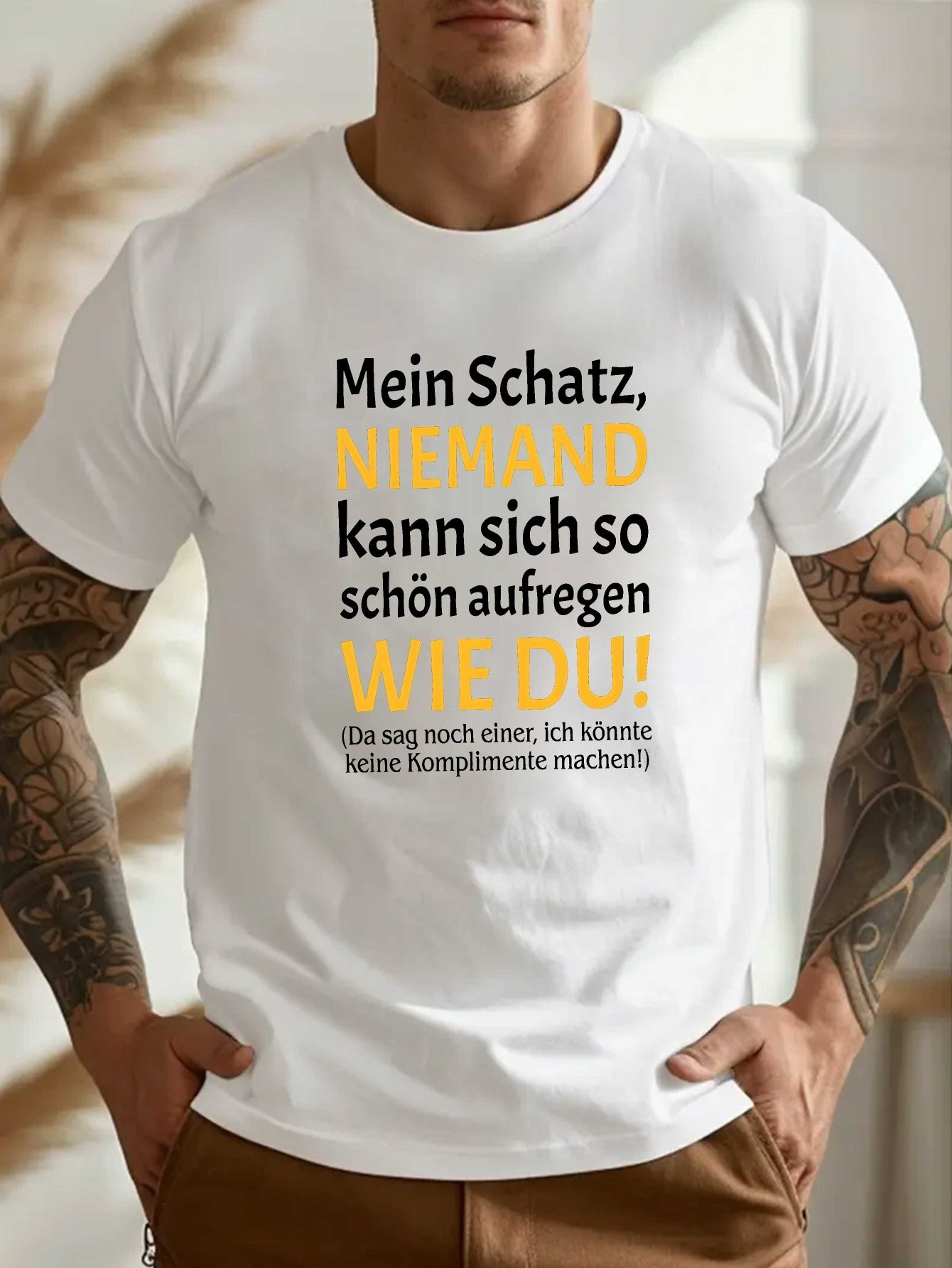 herren-t-shirt in übergröße mit einem lustigen deutschen  -design