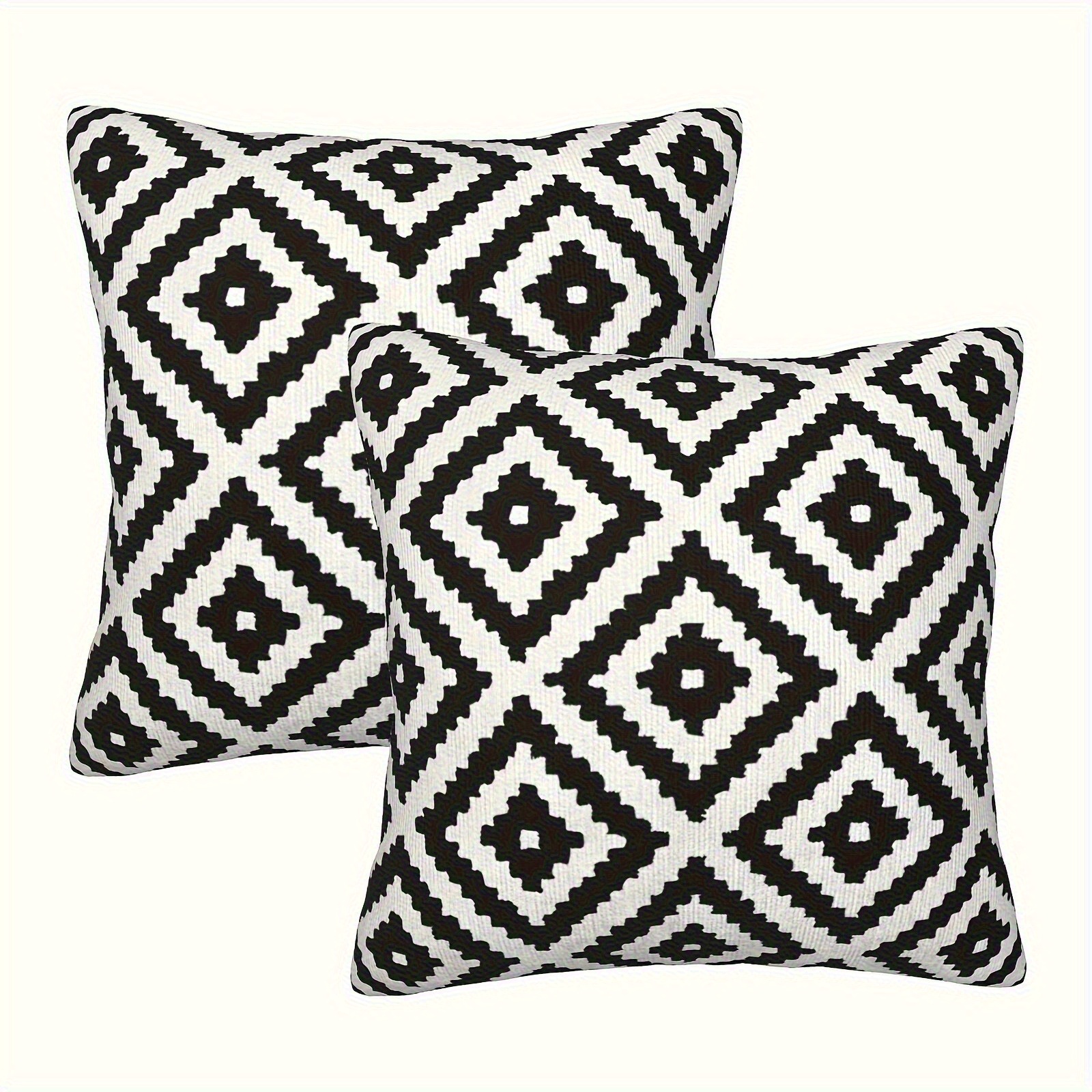 2pcs Stylish Black And White Geometric Pattern Pillowcases For Home Decor