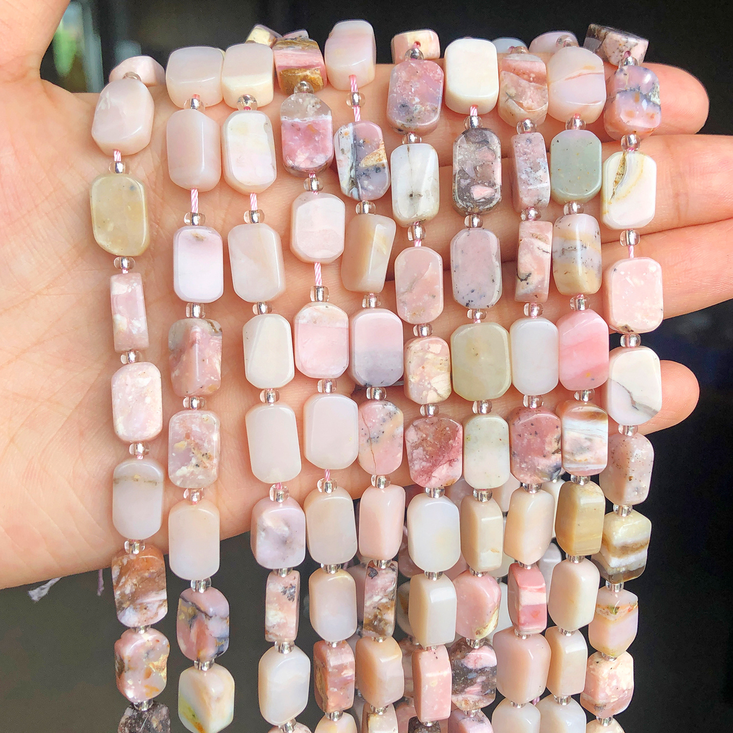 TEMU 2d Flat - Aaa Natural Stone Pink Opal Beads In Irregular Flat Shapes For Crafting Jewelry, Charms, Bracelets, And Necklaces