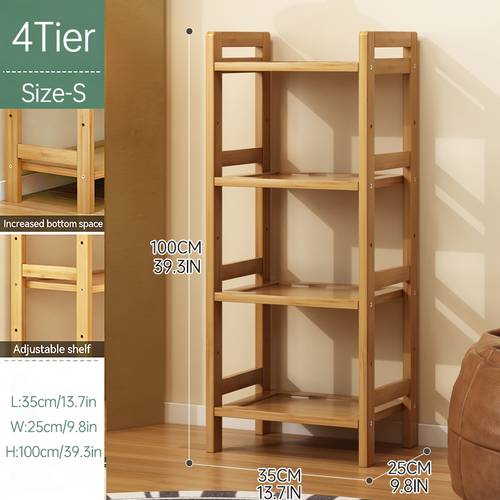 1pc minimalist japandi style bamboo open shelf aesthetic natural wood storage rack stylish freestanding organizer for living room bedroom entryway decor accent utility racks