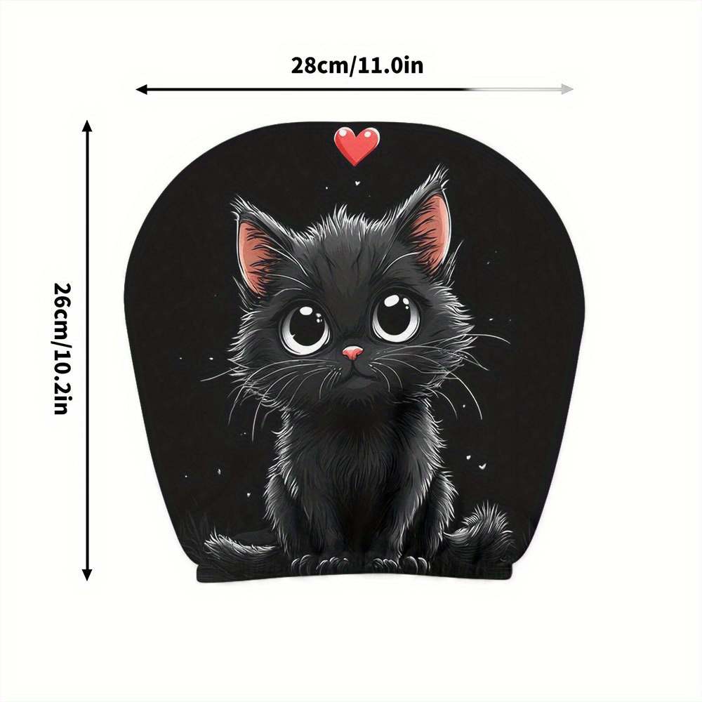 TEMU 2pcs, Cute Big- Black Cat Printed Car Headrest Covers, Suitable For Car Seat Cushions, Durable And Comfortable Interior Decorations, Ideal For