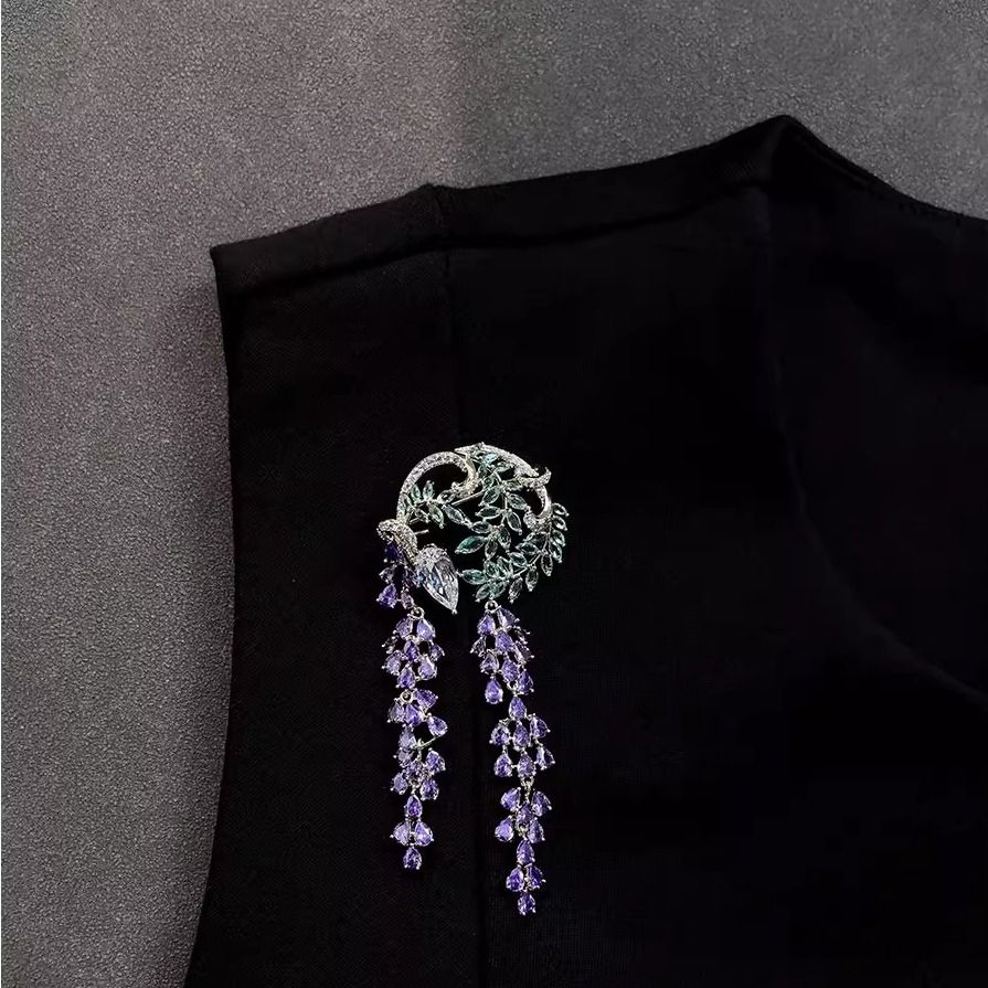 TEMU チャイニーズスタイル トな藤の タッセル付き の花飾りとゴージャスなルデザイン - レディース チャイナドレス用 スーツ・パーティー・結婚式に最適 - オール使える万能な誕生日・記念日・文化イベントのギフト -