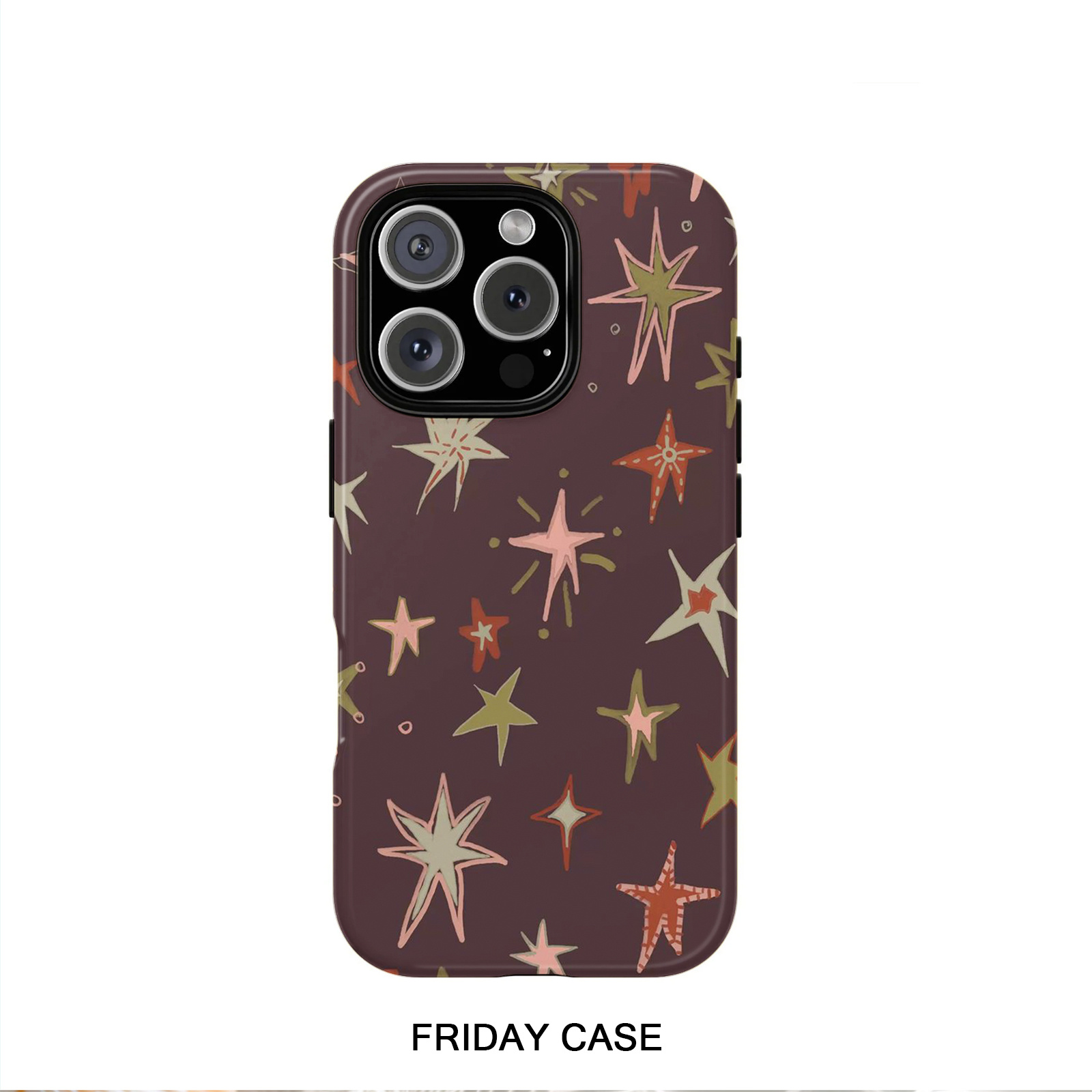 TEMU Phone Case: Vintage Colorful Hand-painted Star Pattern Phone Case For Iphone17 16pm 15 14 11 2in1 Glossy Case