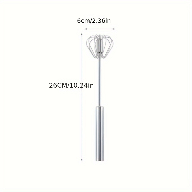 TEMU de huevos semiautomático de acero inoxidable, 1 pieza, giratorio de presión manual, mezclador manual, no requiere pilas, para huevos, , leche,