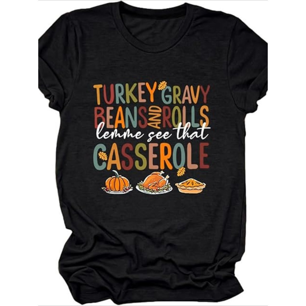 

Turkey , And Rolls Pattern, Turkey Pattern -sleeved T- - 220g 100% T-