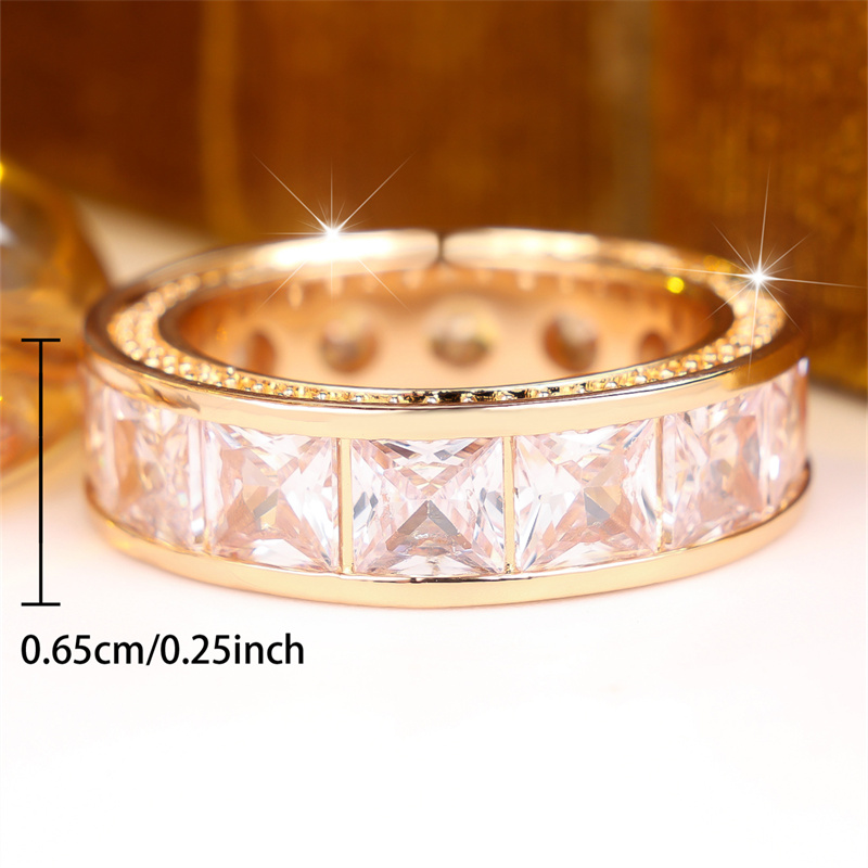 Women's Simple Golden Square-cut Synthetic Zirconia Ring
