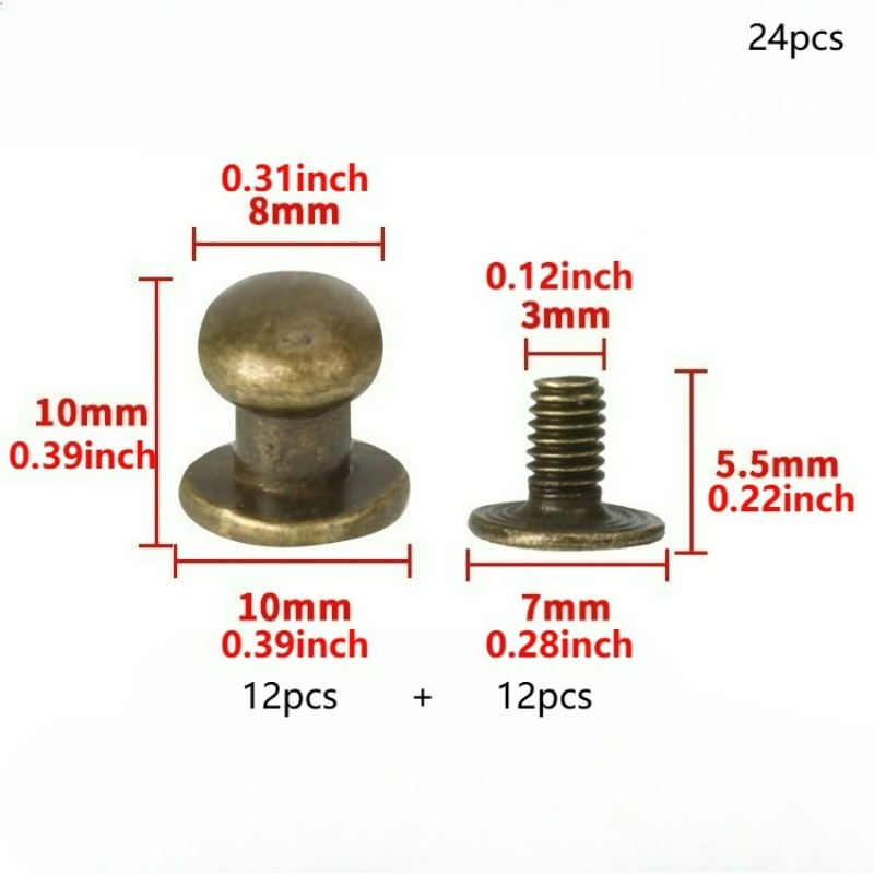TEMU Cet ensemble contient 24 pièces, comprenant 12 rivets et 12 vis en de . Ce des rivets à bouton ronds adaptés à l'artisanat du cuir, y les