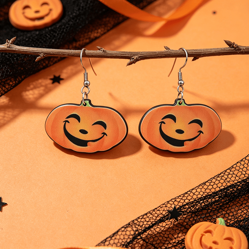 Creative Pumpkin Head Dangle Earrings for Halloween