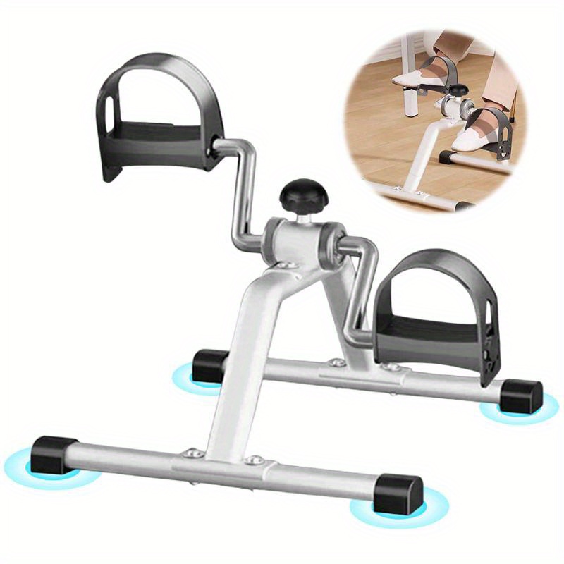 stainless steel adjustable   exercise bike for seniors - mechanical control, non-foldable home gym equipment with padded handles & footrests, space-saving design for indoor workouts, exercise bike for elderly, indoor exercise, sleek metallic  , durable construction, without battery details 1