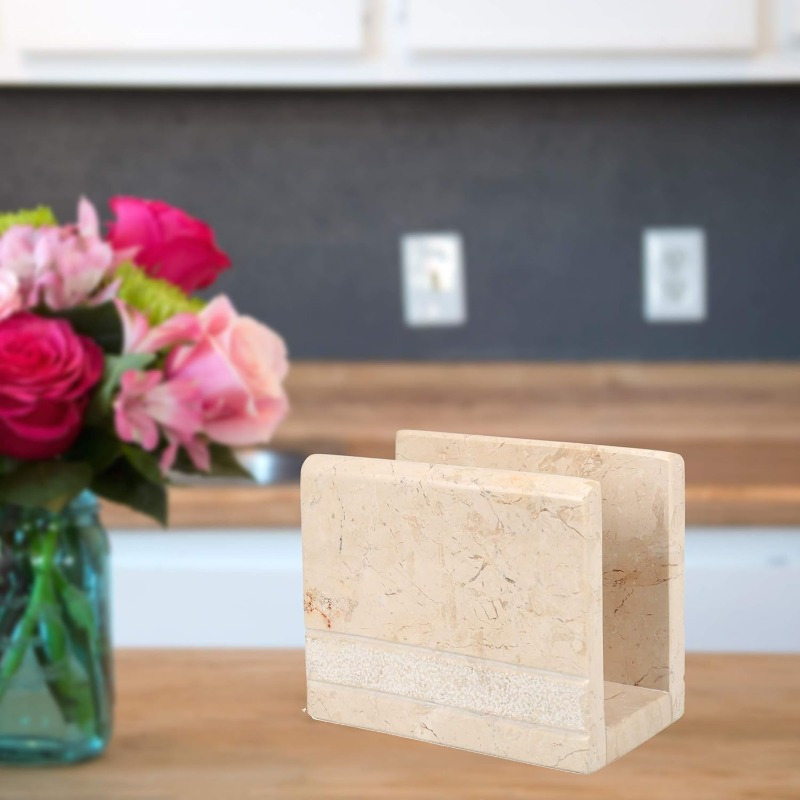 natural   marble hand carved collection tabletop napkin holder stand tissue paper dispenser decorative kitchen countertop dining table organizer 3 x 5   5 h beige Product details 5