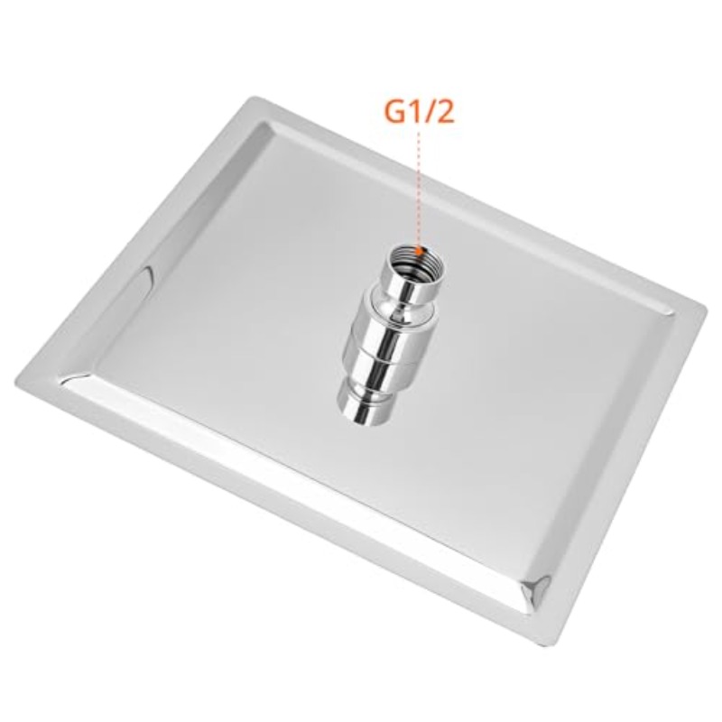 20.32 cm Ultra-Thin Square Ceiling-Mounted Rain Shower Head with Adjustable Angle