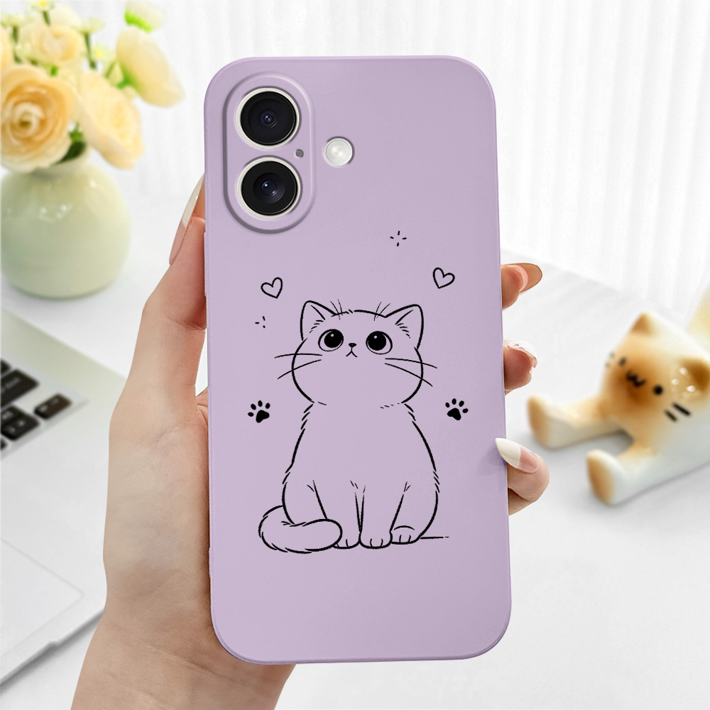 TEMU Чохол для телефону: Чохол із зображенням кота, що дивиться, для iPhone 17 17Ari 16 15 14 Pro 13 Mini 12 Pro 11 X XR XS 7, модний чохол із