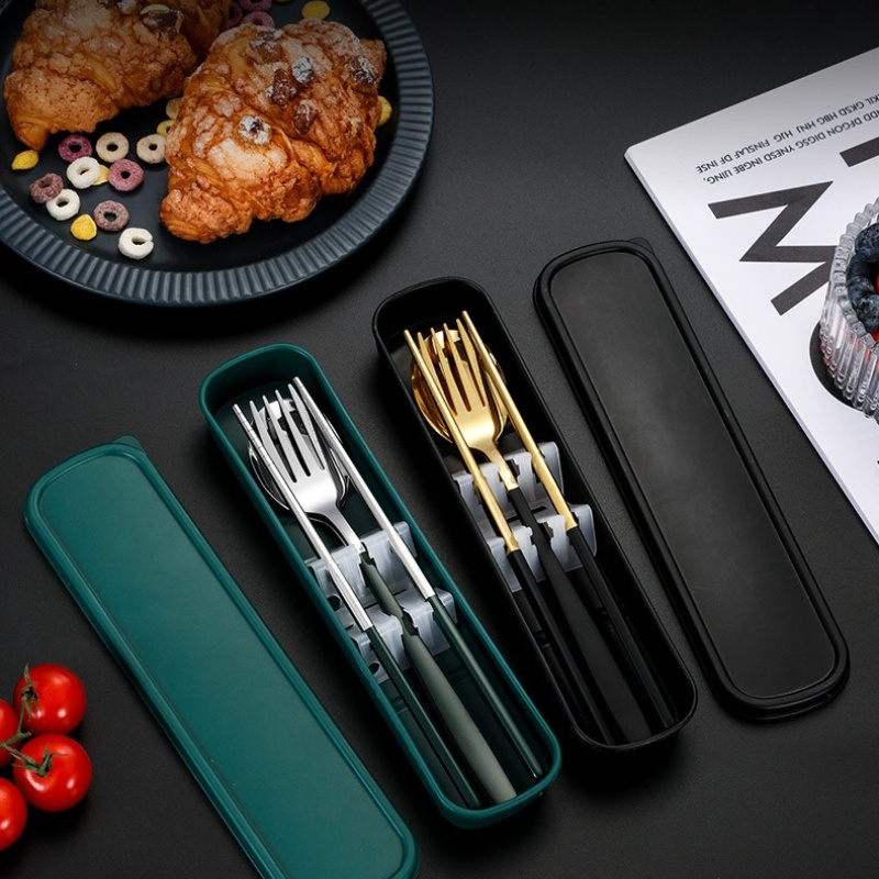 TEMU A Set Of Three, Stainless Steel Cutlery Set, Portable Cutlery Set Including Knife, For Outdoor Camping Trips