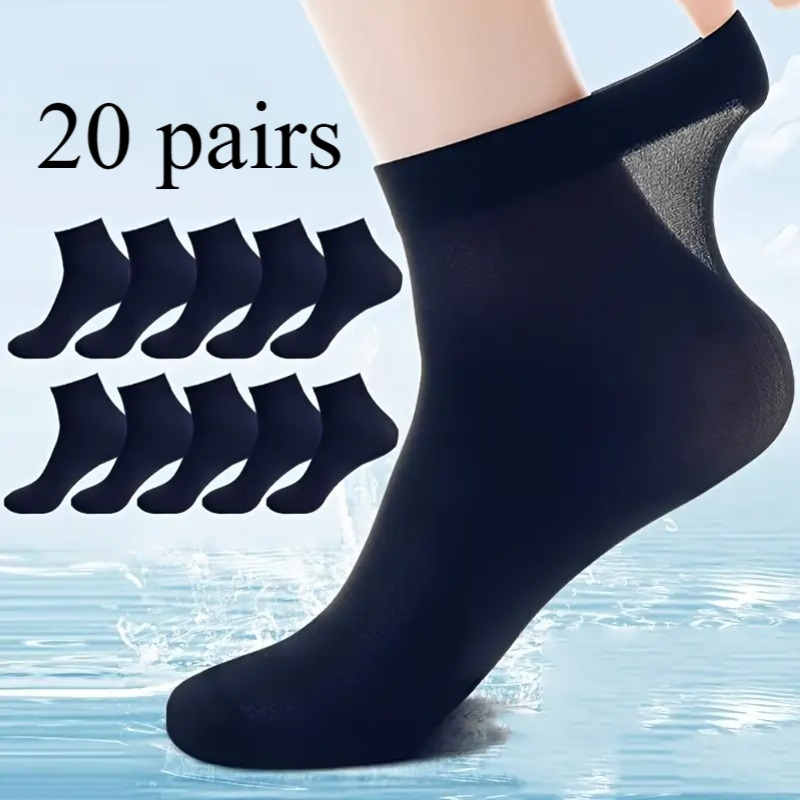 TEMU 10 Pairs/ 20 Pairs/ 40 Pairs Summer Men's Socks, Socks For Men, Fine Mesh Comfortable Breathable Odor-resistant Business Mid-calf Socks