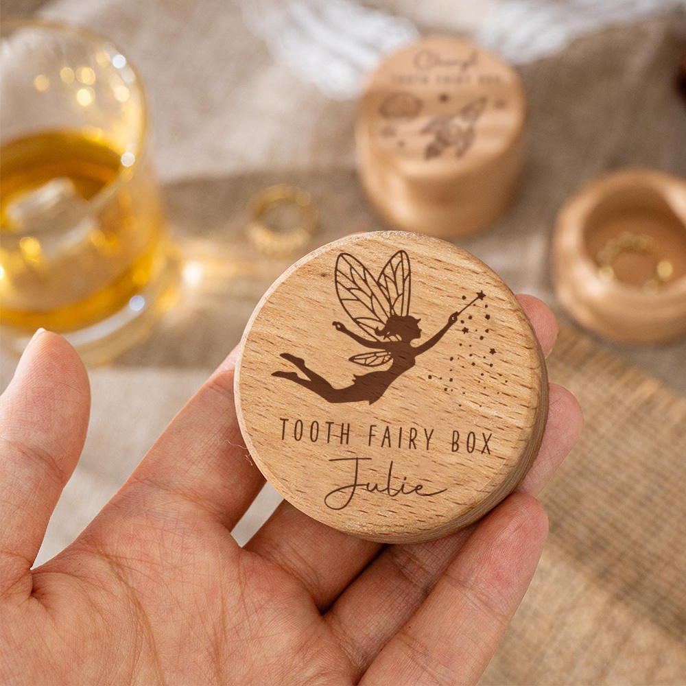TEMU 1pc Personalized Wooden Memory Box - Custom Name Tooth Fairy Keepsake Ideal Gift For, Teeth Keepsake Box Wooden Tooth Box, Teeth Box, Boys' And