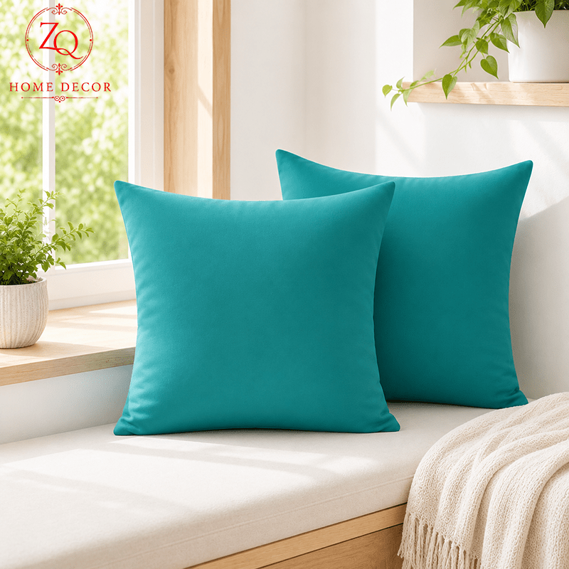 TEMU Lot de 2 housses de coussin carrées et minimalistes pour canapé de balcon extérieur, taies d'oreiller à fermeture éclair de couleur unie couleur