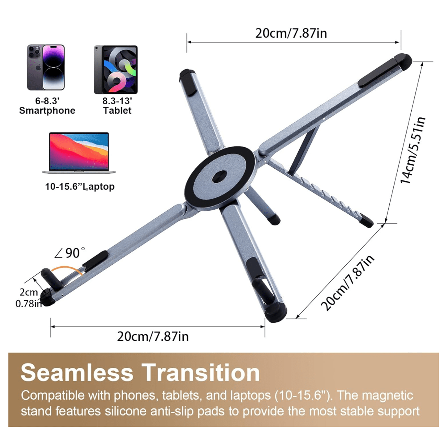 360 rotatable foldable multi functional tablet stand plastic version lightweight portable desktop stand with multi angle adjustment compatible with smartphones tablets and laptops Product details 0