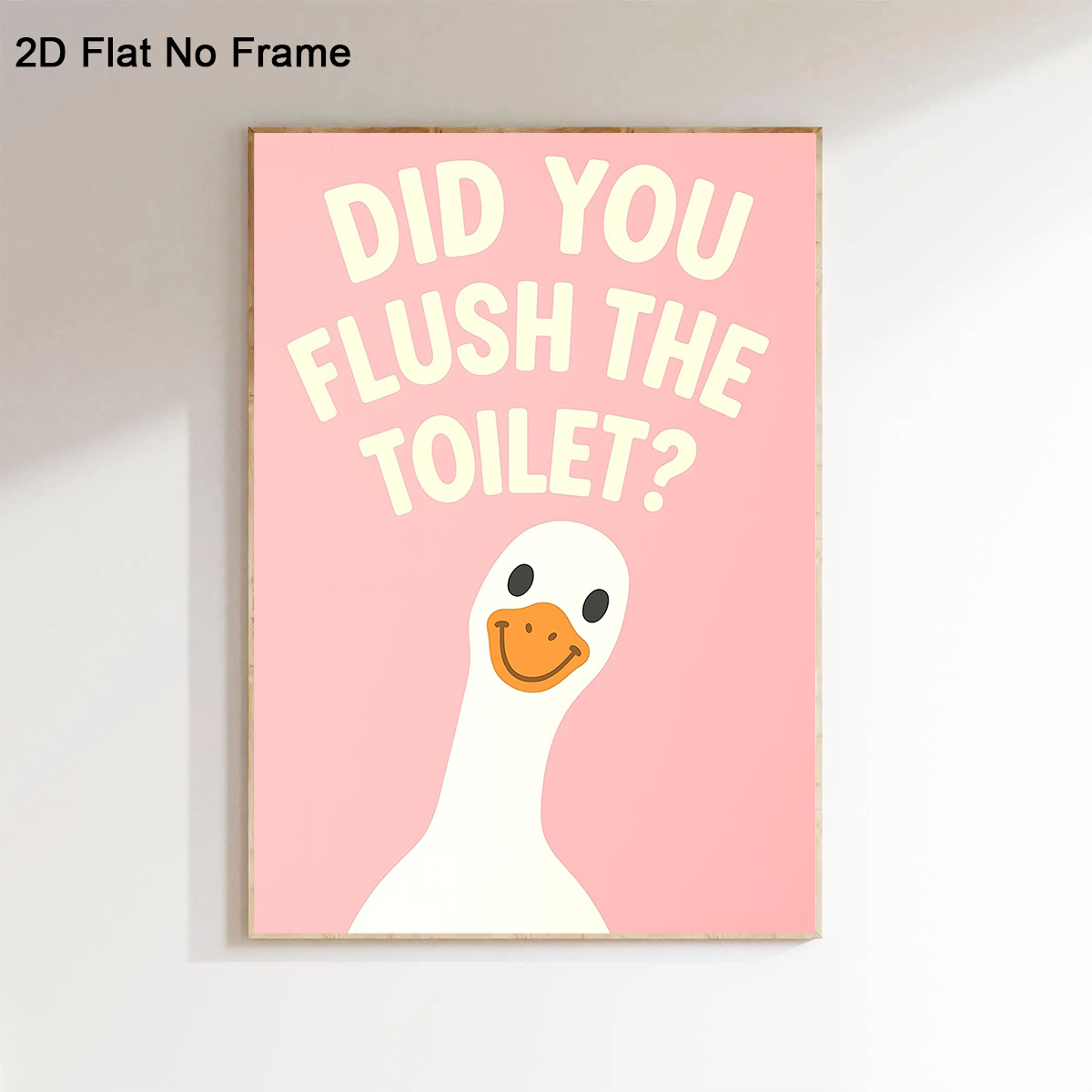TEMU 2D Plat, Grappige Gans "Heb Je Het Toilet Doorgespoeld" Poster - Moderne Frameloze Canvas Badkamer Wanddecoratie Geschikt voor Woonkamer, Kamer,