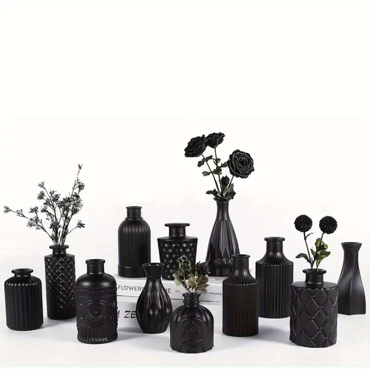 Image of 12pcs Glass Bud Vase Set - Colorful, Vintage Style Floral Centerpieces, Suitable For Weddings And Home Decor