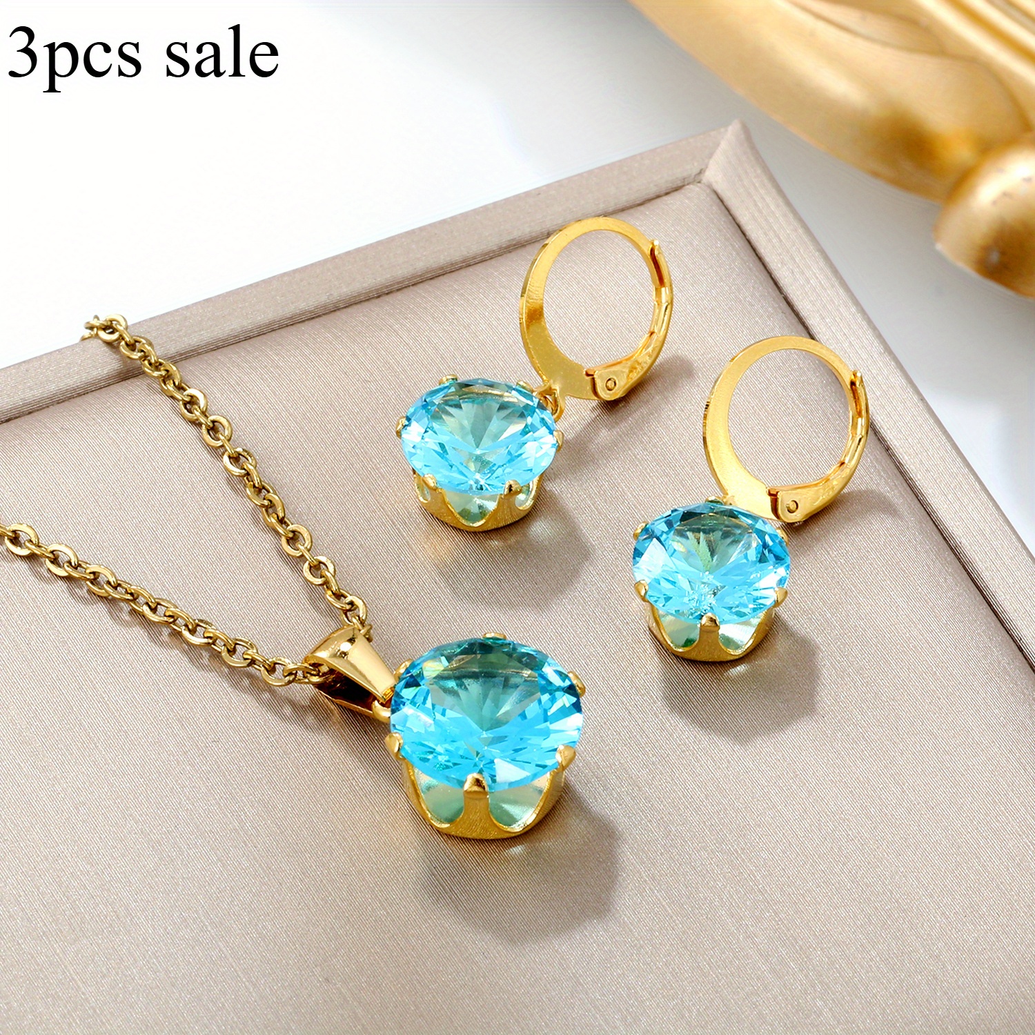 3pcs Women's French Synth. Steel Earrings & Collarbone Chain Set