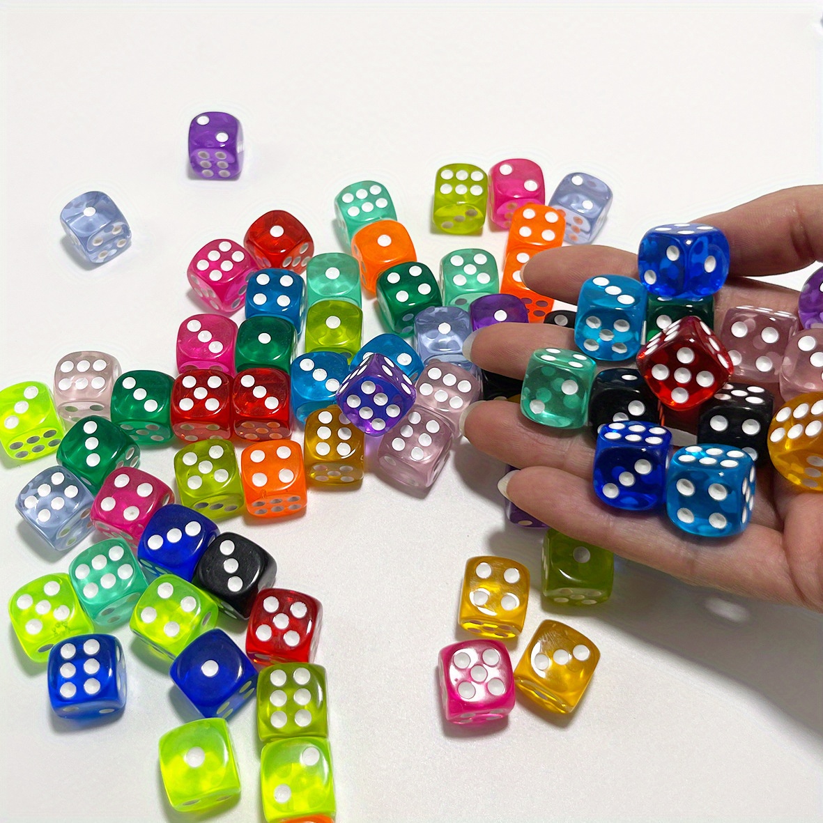 50pcs Vibrant Mini Acrylic Dice Set