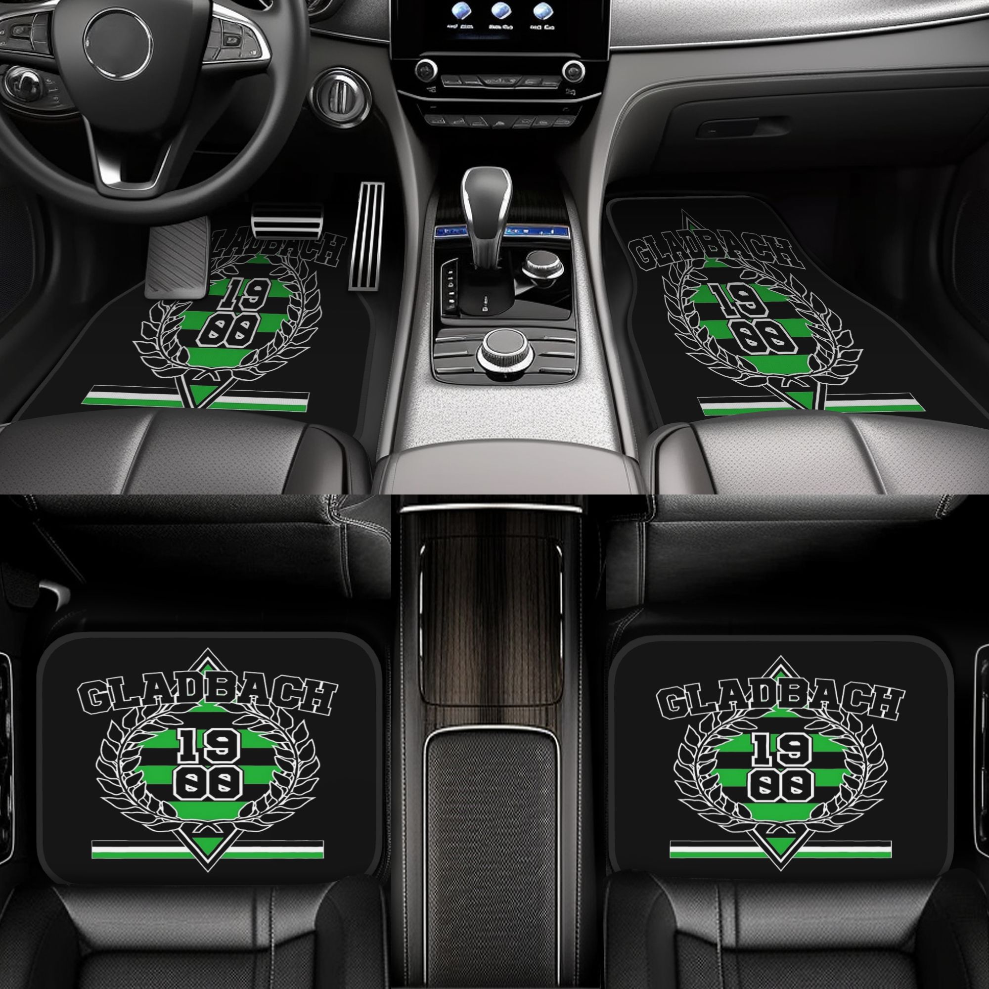 E-shop 4 Stück 1900 Mönchengladbach Geschenk-Kissen Auto-Fußmatten, Stilvolles Fahrzeugzubehör mit weicher Textur, praktisch im gesamten Prozess
