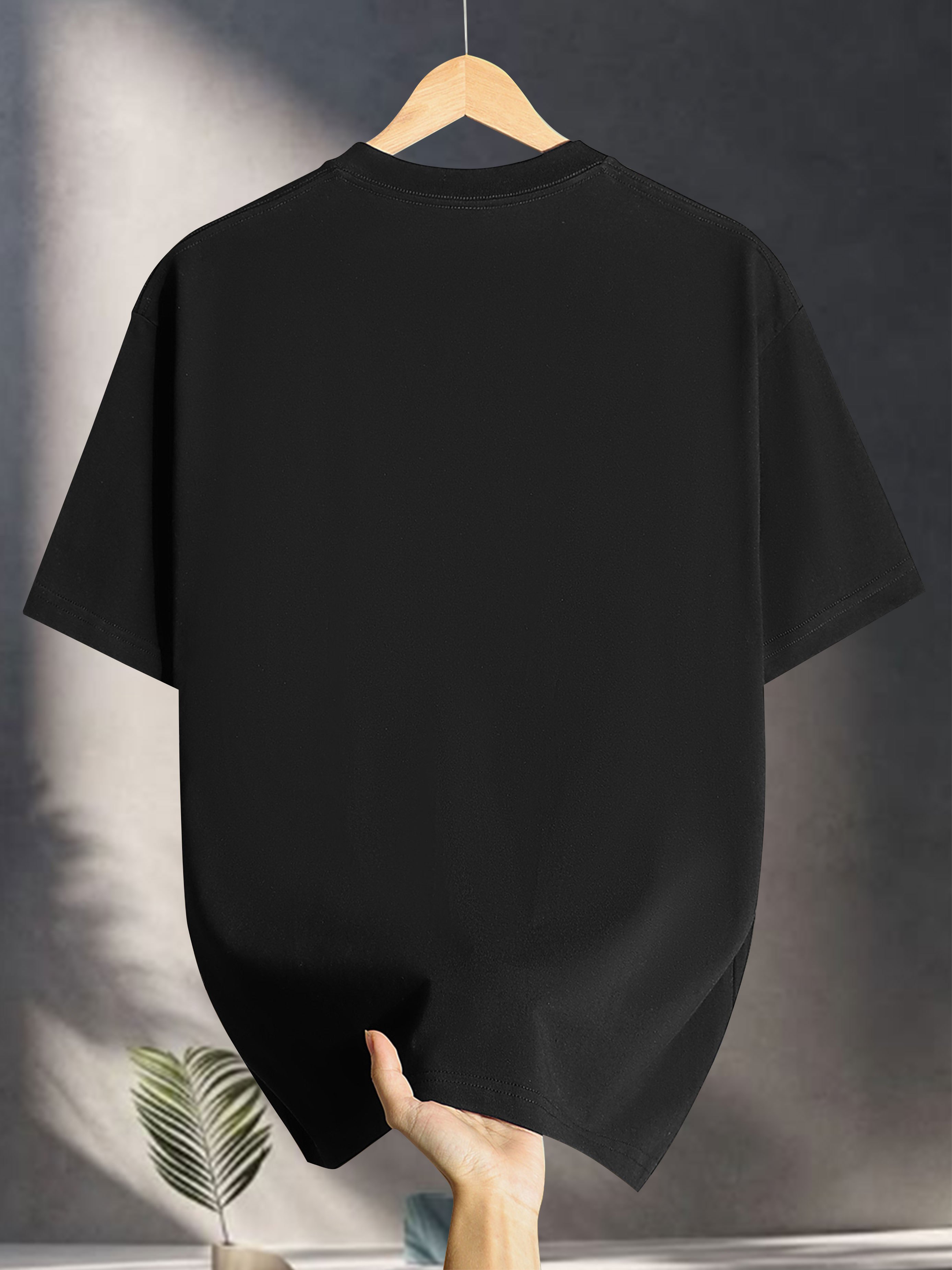 Men's Heavyweight 200gsm 100% Cotton Sport Graphic T-Shirt - Black Crew Neck Casual Tee for Everyday & Formal Summer Outfits - Breathable Everyday Essential Shirt