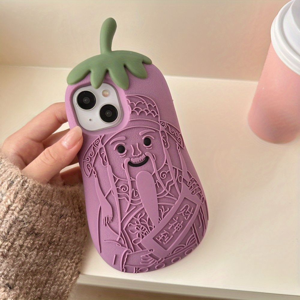 TEMU Creative And Cute Cartoon 3d Eggplant Phone Case For /iphone 13 .