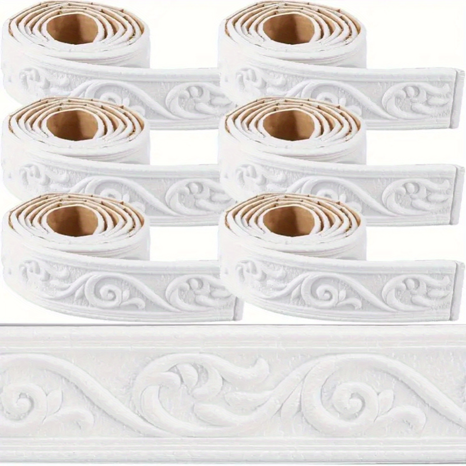 TEMU 6 Rolls Of Crown Molding Strips, 3d Wall Decor, Measuring 532 X 3 Inches, Self-adhesive Baseboard That And Sticks, Decorative Wallpaper Trim,