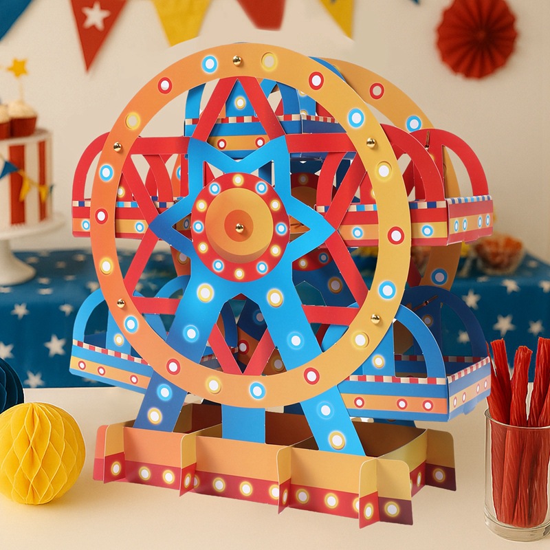 Image of Centerpieces, New Circus-style Wheel Paper Figurine, Tabletop Display Stand For Decorative Items, Atmosphere Setting For Tabletop Decoration And Setup, For Christmas, Halloween