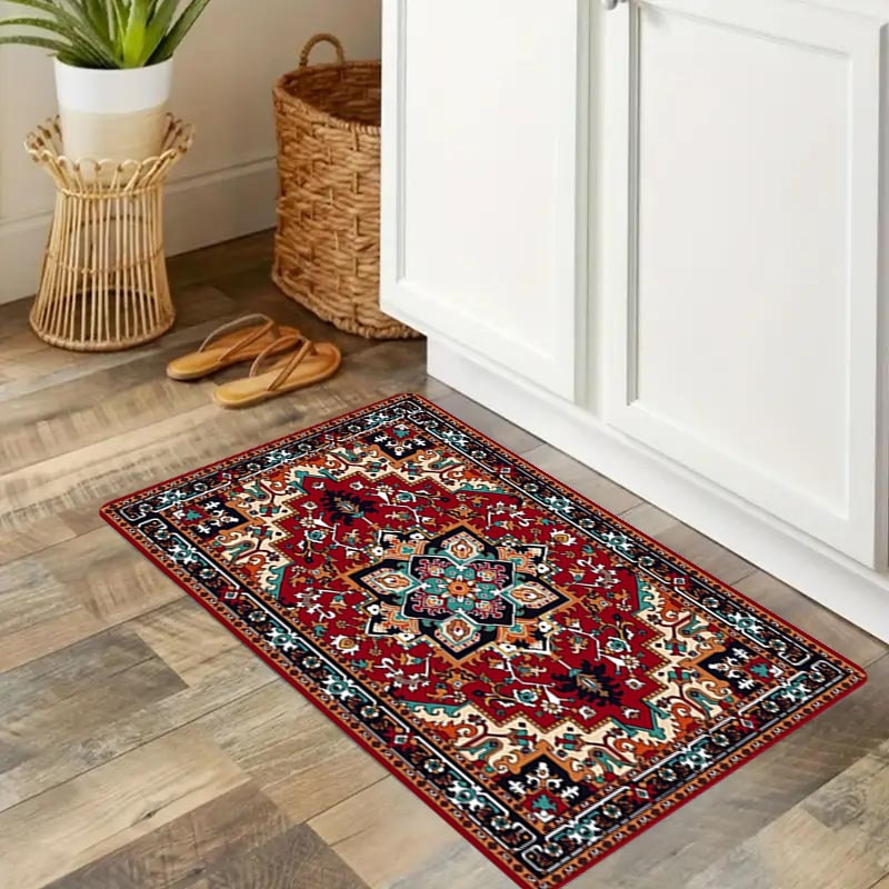 TEMU 1pc Floral Pattern Floor Mat, Suitable For Kitchen Floor Mats, Bathroom Floor Mats, Living Room Floor Mats, Bedroom Floor Mats, Outdoor Floor