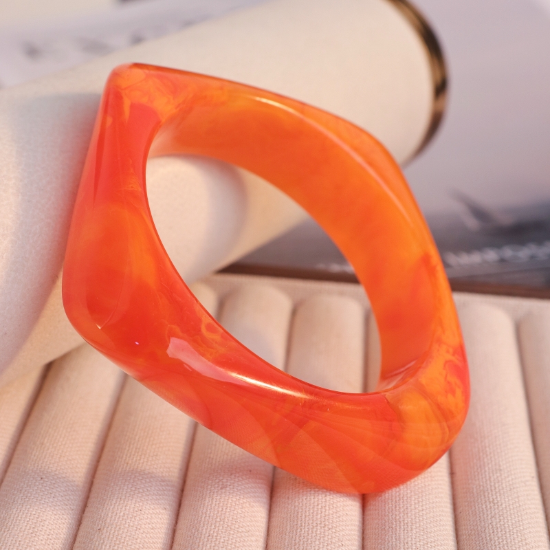 3pc Semi-Transparent Fruit Orange Irregular Bangle Set