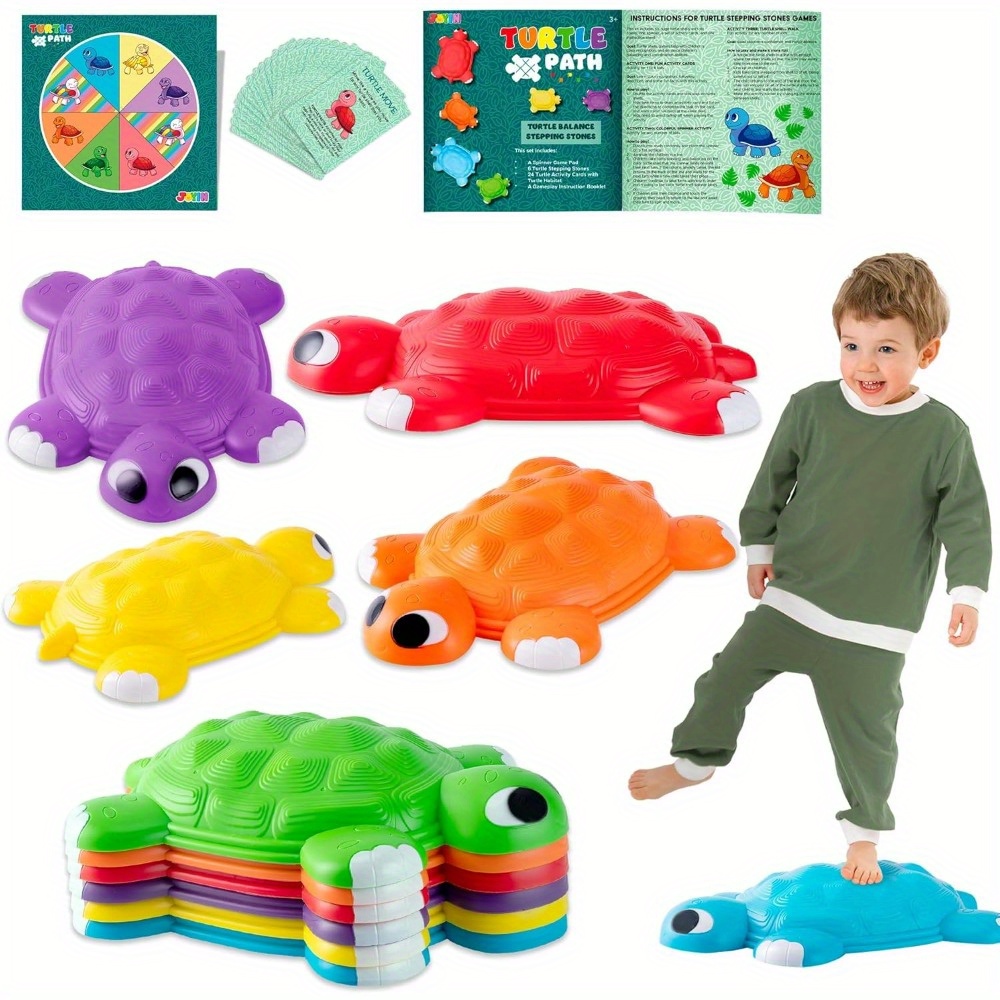 TEMU Pierres d' Tortue, 6 pièces Pierres de saut Tortue pour enfants, Pierres de marche jusqu'à 265 lb, Jeu de coordination d'obstacles pour 3 ans et