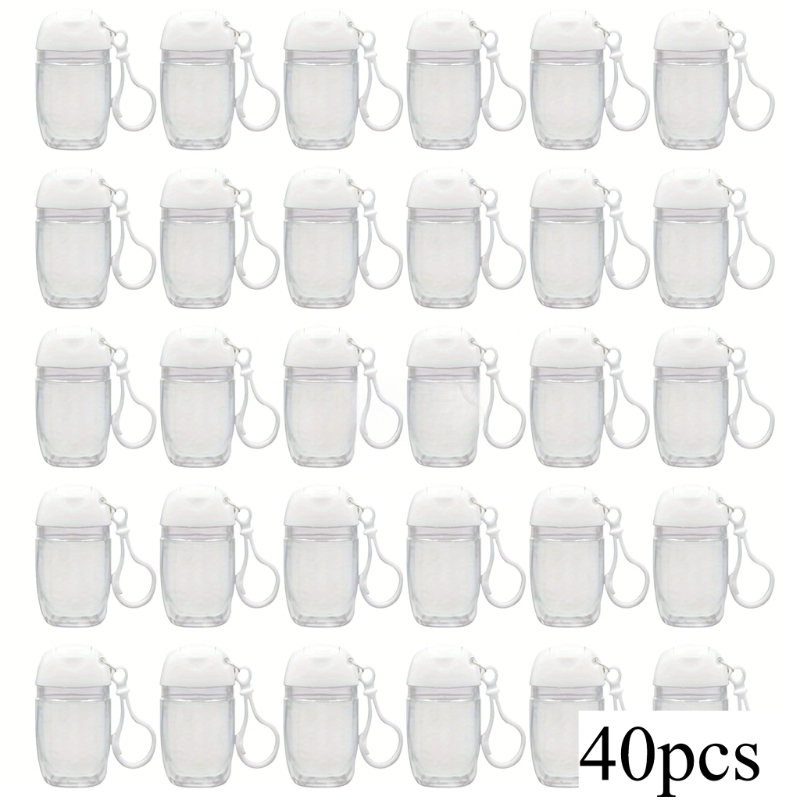 TEMU 40pcs Portable Transparent Empty Bottle Hook-type Keychain - Leak-proof , Reusable Cosmetic Containers, For Hand Sanitizer And Lotion, Reused,