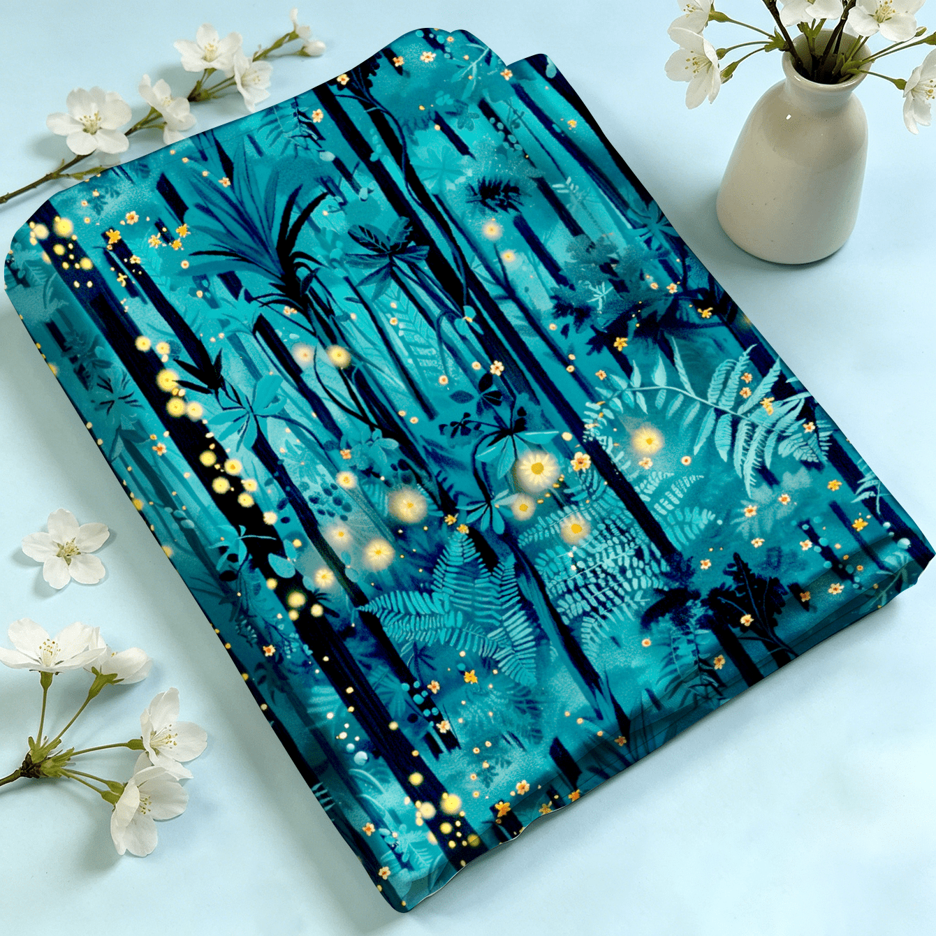 TEMU 1 pièce de tissu à impression numérique sur le thème de la avec de petites fleurs et de fougères, disponible en plusieurs tailles. est doux et