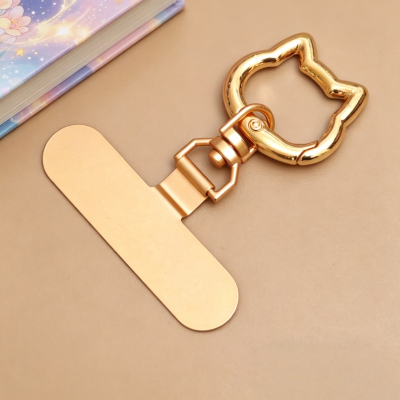 TEMU 1pc Stainless Steel Mobile Phone Lanyard Clip 360° Rotation Without Rope Jam With Cute Cat Head Spring Ring, Strong And Durable Metal Connecting