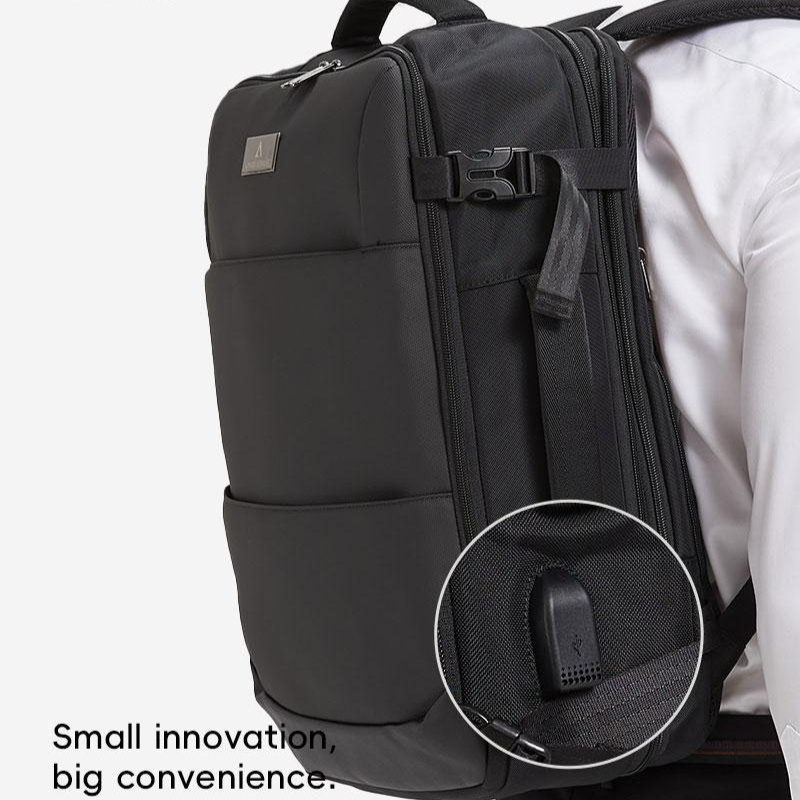 1pc expandable travel backpack with dry wet   lightweight multi compartment laptop bag for business casual use durable oxford fabric comfortable padded shoulder straps   black casual   sleek black backpack expandable backpack