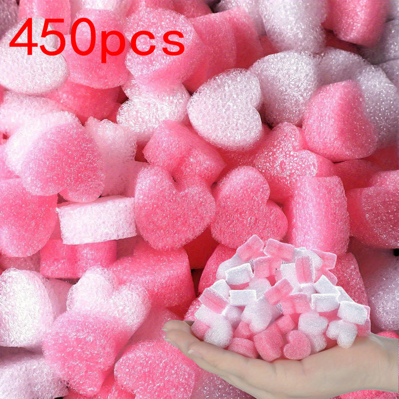 Image of Creative Pink And White Heart-shaped Foam Gift Boxes, Heart-shaped Gift Box Fillers In Pink And White, Pink And White Heart-shaped Foam Beads, Perfect For Packaging, Valentine's Day, Birthday Gifts