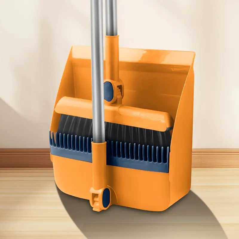 rotating foldable magnetic broom and dustpan set thickened household hair removal brush pet hair cleaning for living room and bedroom non stick soft bristle brush blue orange white Product details 1