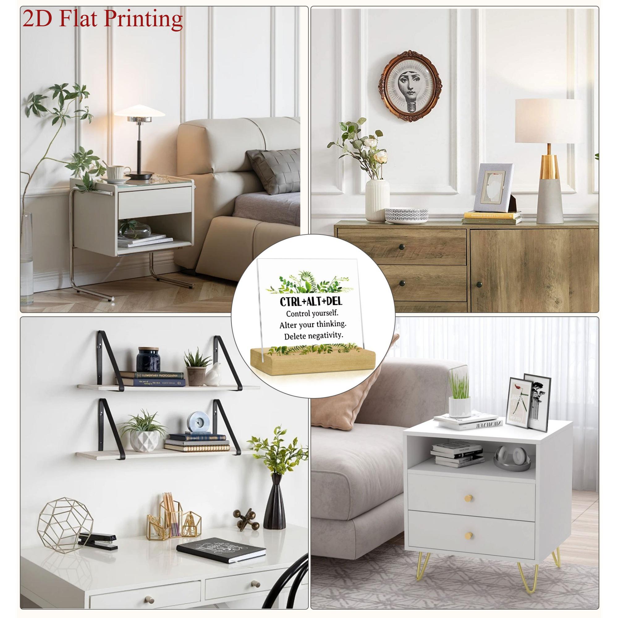 TEMU 2d Flat, Award, , Creative Workplace Motivational Acrylic Ornament With Ctrl+ Fun Text, Green Plant Decoration, Positive Energy Gift For The