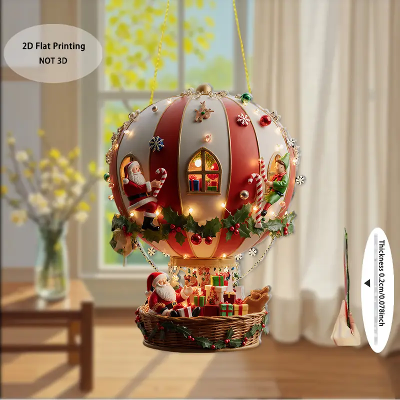 Montgolfières Acrylique 2D Plates avec Lumières Scintillantes et Figurine du Père Noël - bright-magic-christmas
