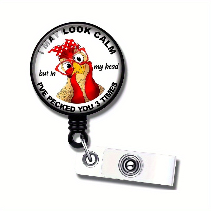 

Chicken-themed Retractable Badge Reel - Ideal For Nurses, Teachers, Office Staff & - , Sturdy Abs Material With Reinforced Strap