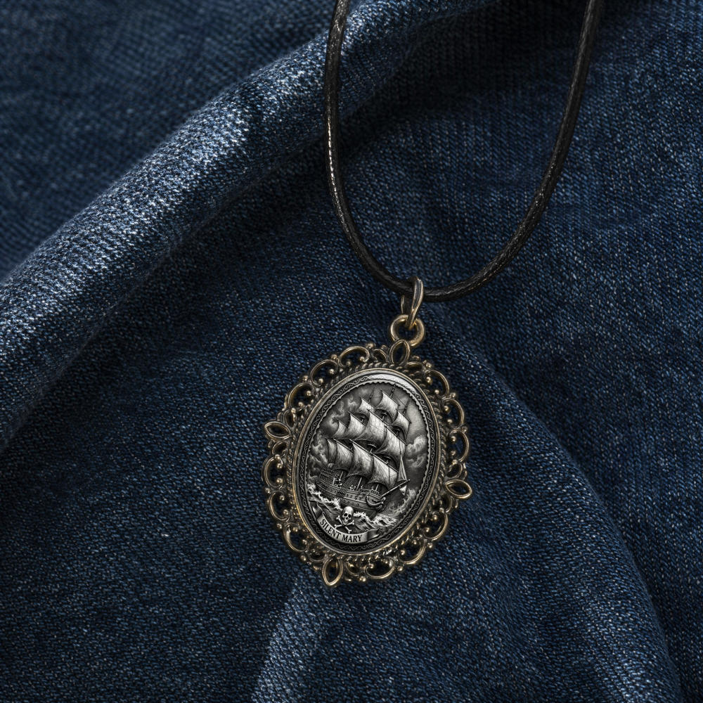 Vintage Oval Embossed Pendant Necklace, Unisex Design