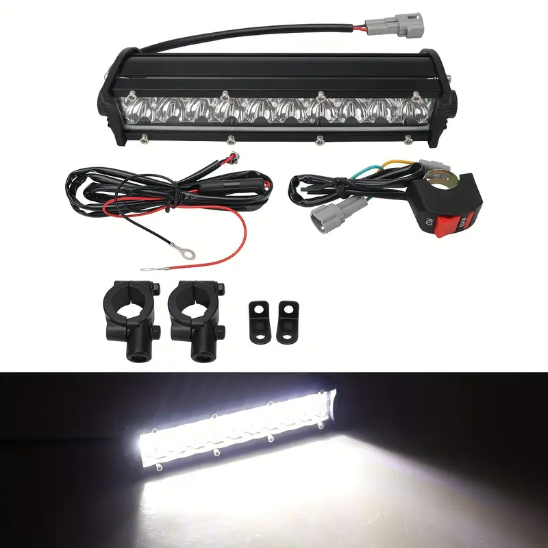 TEMU 1pc Motorcycle Led Light Bar Plug-play 60w 2500lm Driving Light Kit 7/8" Handlebar Universal For Crf Xr Rm Kx Klx Ttr Pw Ssr Sdg 50cc - 125cc